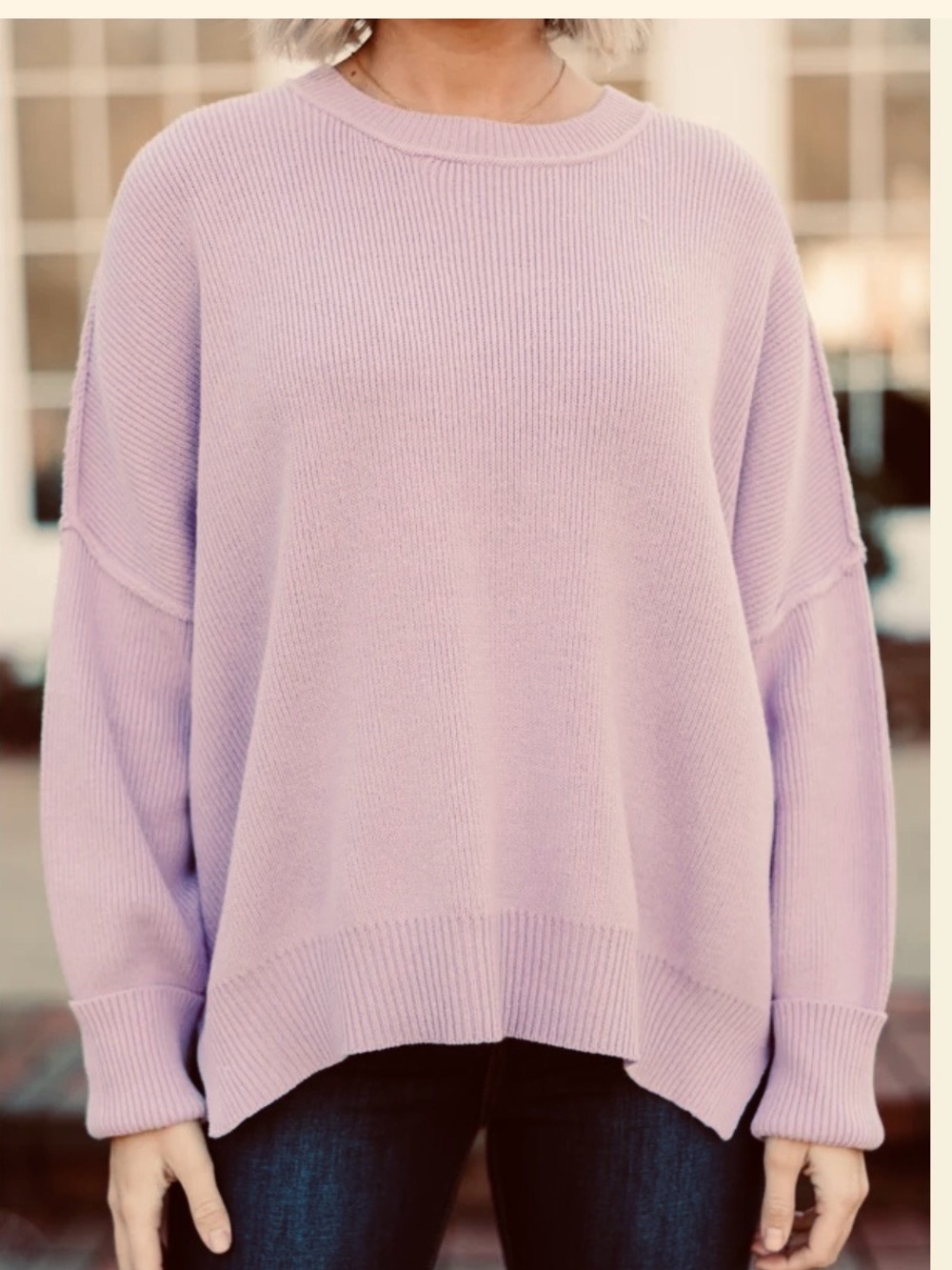 Jessica Simpson Lilac Ribbed Crewneck Oversized Sweater. Size: Medium